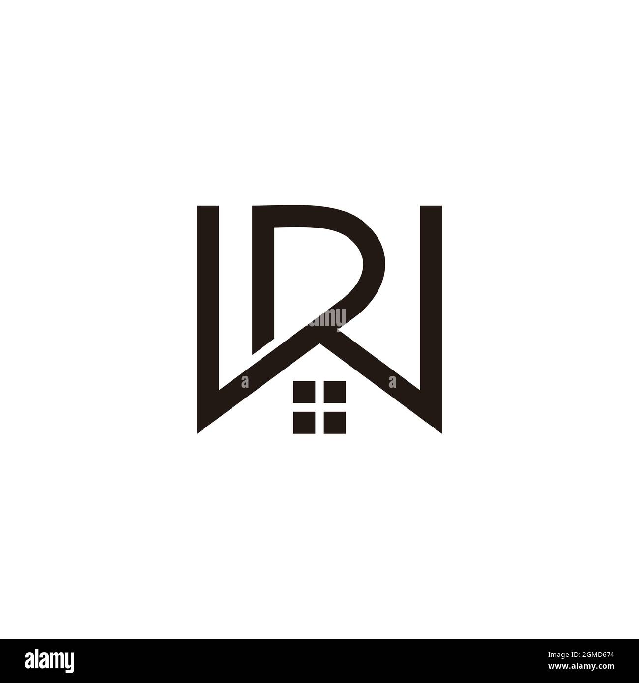 letter wd simple geometric home shape geometric logo vector Stock Vector