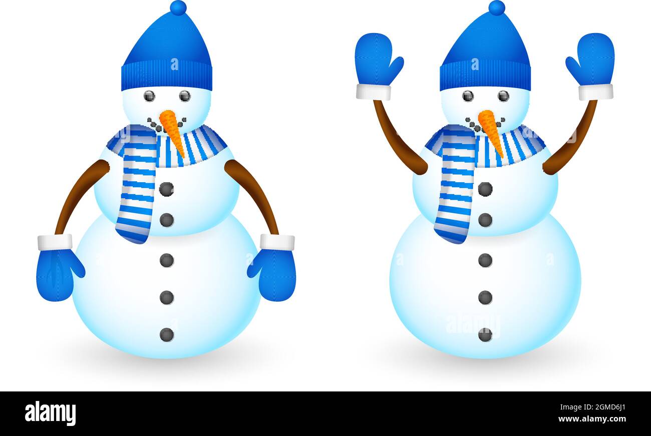 Snowman set on a white background. Vector illustration Stock Vector ...