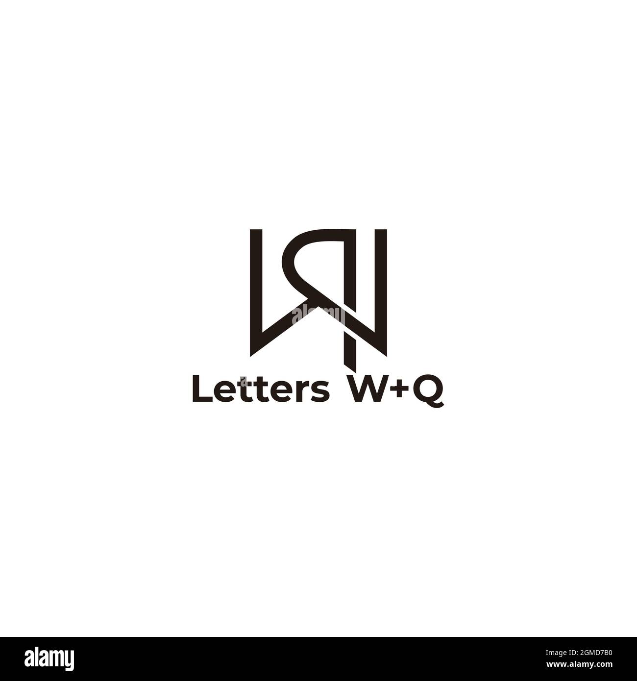 letter wq simple linked line geometric logo vector Stock Vector