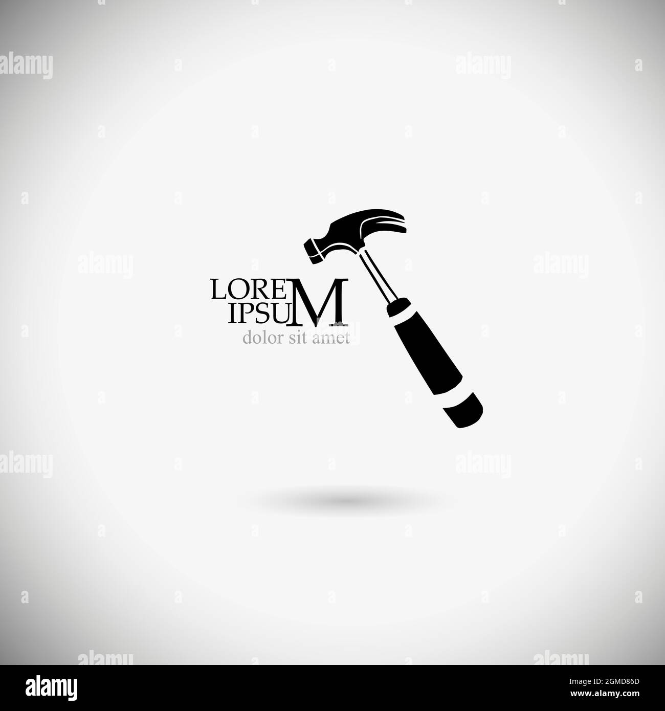 Logo monochrome hammer. Vector illustration Stock Vector