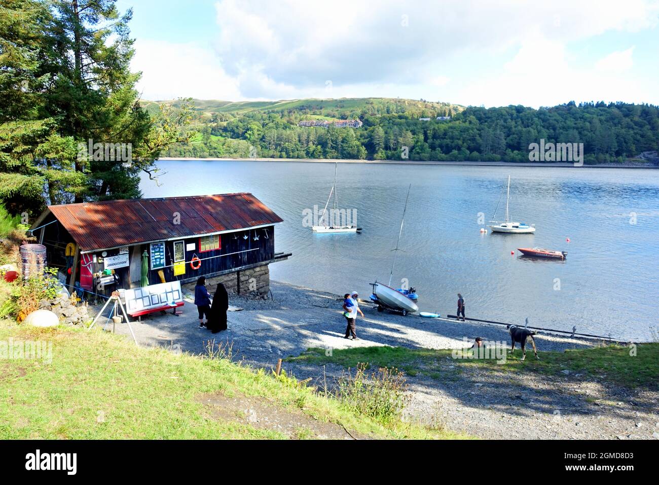 Water sports centre on Lake Vyrnwy, Powys, Wales Stock Photo