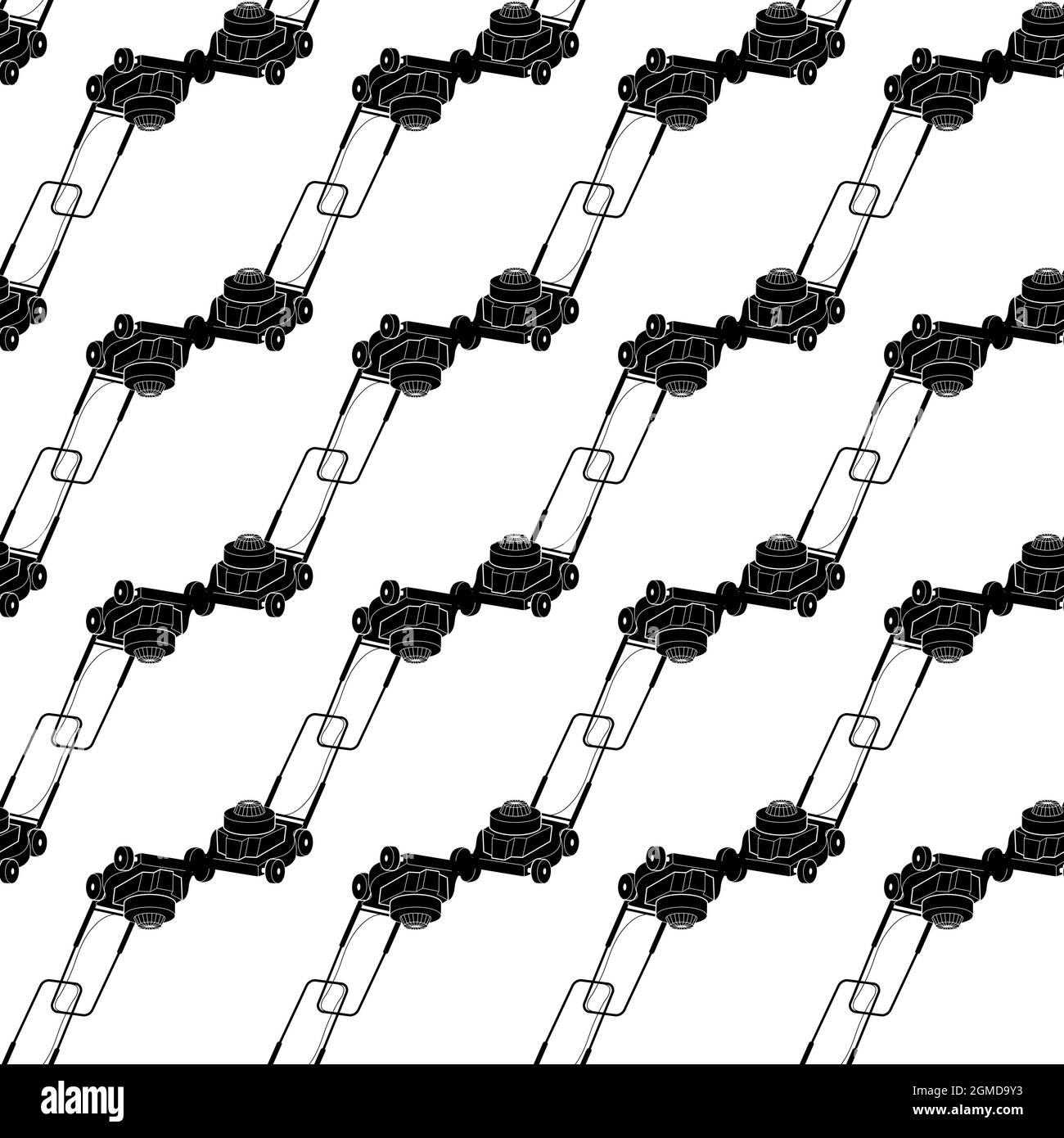 Petrol lawn mower pattern seamless background texture repeat wallpaper geometric vector Stock Vector