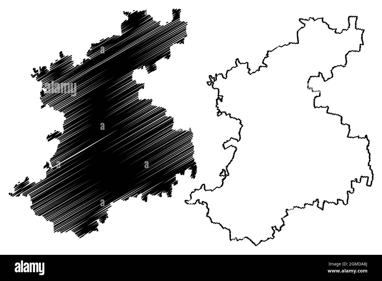 Belagavi district (Karnataka State, Republic of India, Belgaum division) map vector illustration, scribble sketch Belgaum map Stock Vector