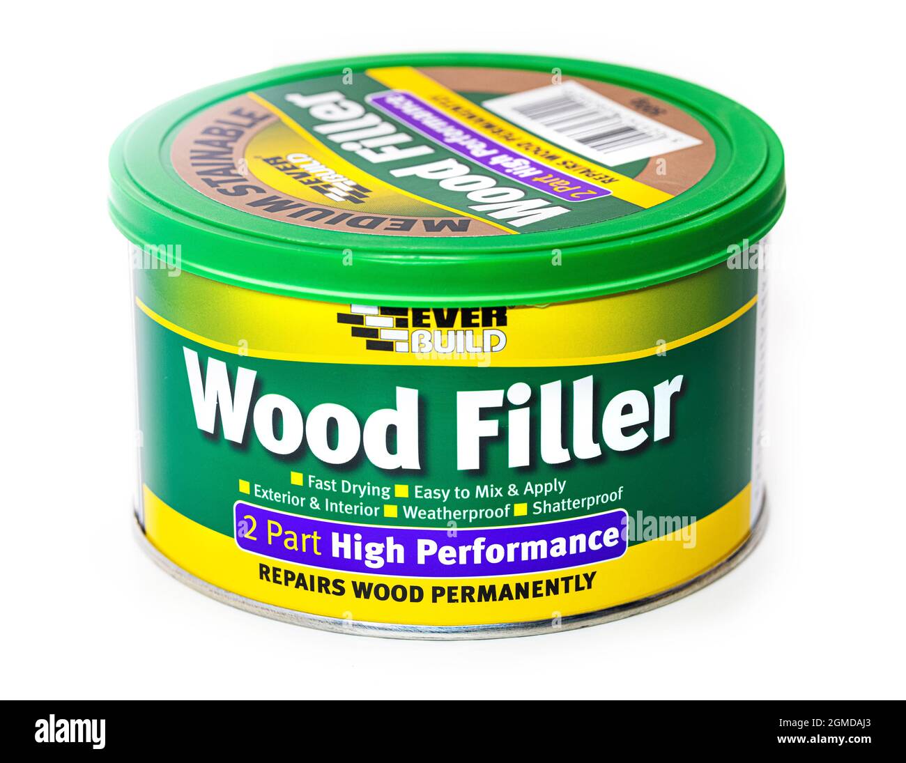 SWINDON, UK - SEPTEMBER 17, 2021: Ever Build Medium Stainable 2 Part High Performance Wood Filler - Repairs Wood Permanently Stock Photo