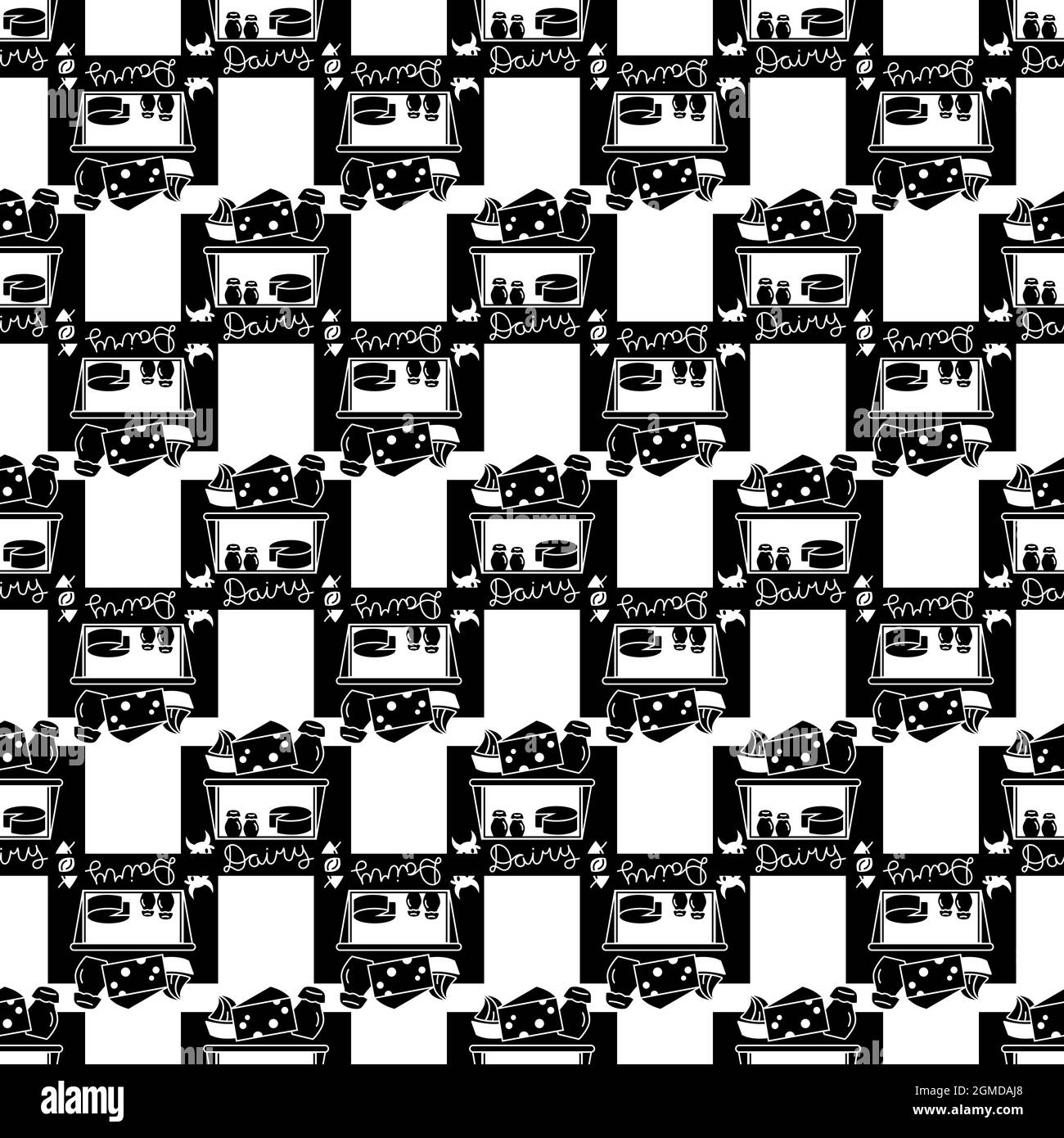 Dairy street shop pattern seamless background texture repeat wallpaper geometric vector Stock Vector