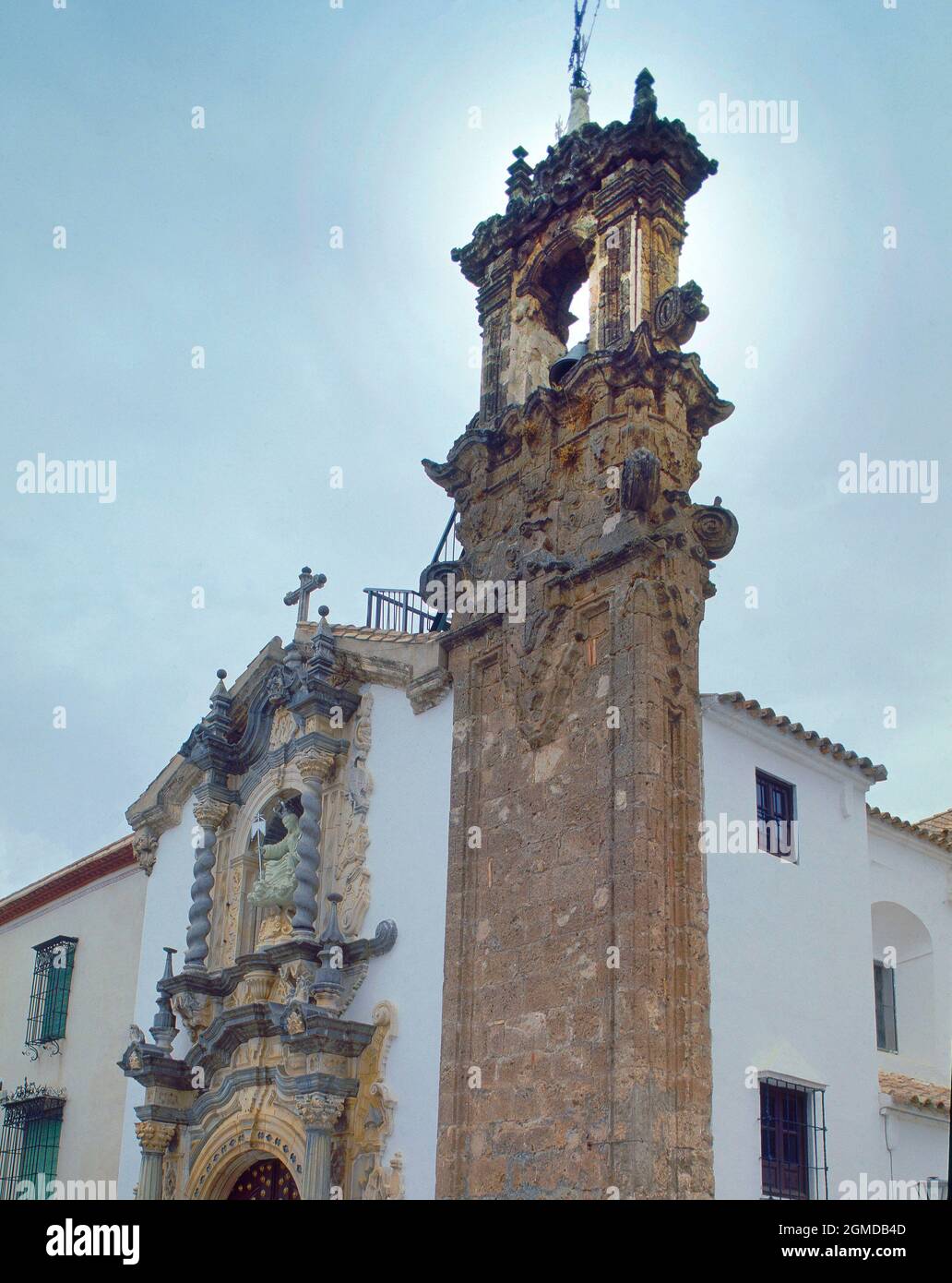 DET TORRE Y FACHADA. Location: ERMITA DE LA AURORA. Priego. CORDOBA. SPAIN. Stock Photo