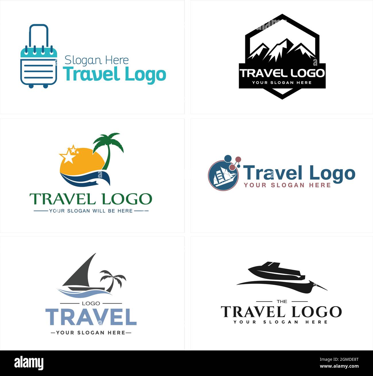 a set travel adventure holiday logo design Stock Vector