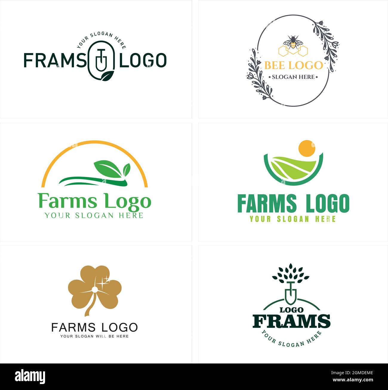 Agriculture land field bee farm logo design Stock Vector