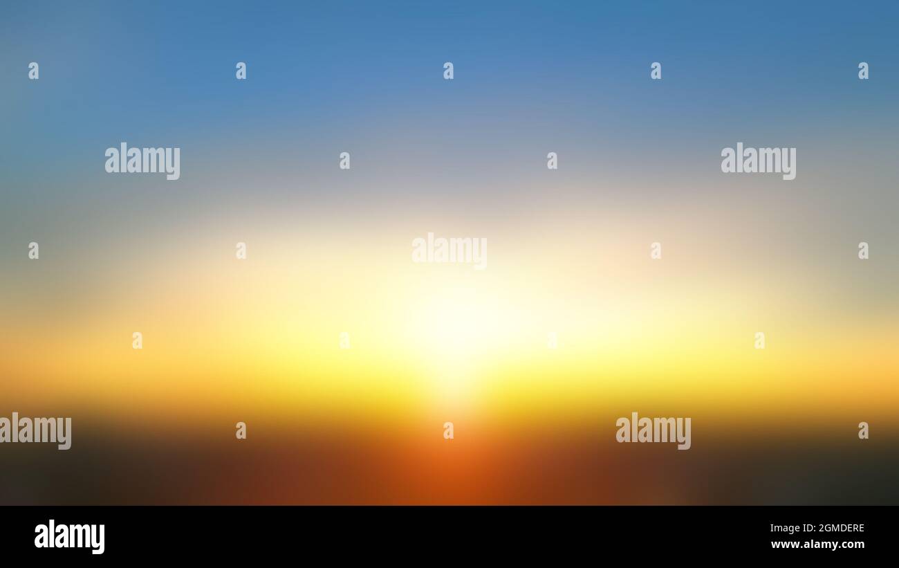 Blurred Sunrise Background, Early Morning Light, The Natural Lighting Phenomena. Stock Photo