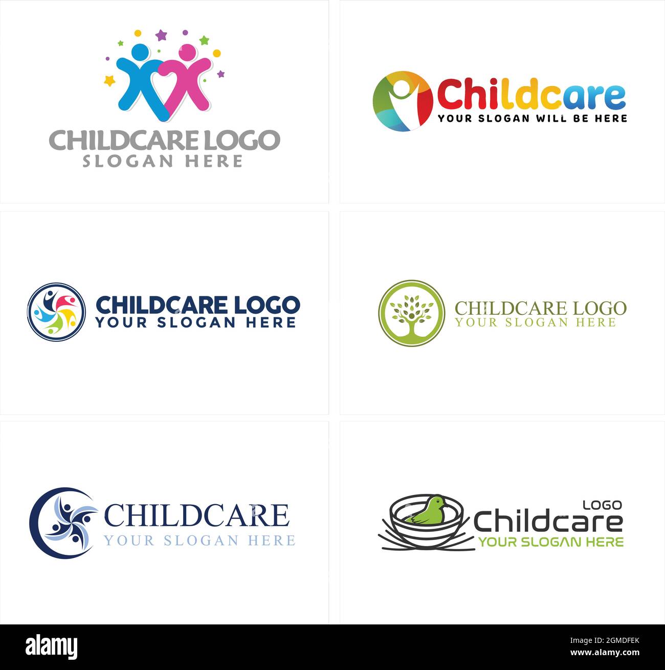 A set of childcare logo design Stock Vector