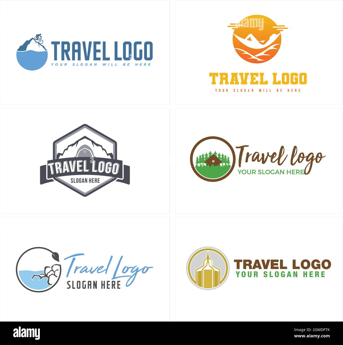 A set of travel adventure logo design Stock Vector