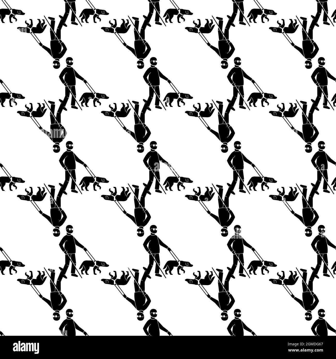 Blind man with dog pattern seamless background texture repeat wallpaper geometric vector Stock Vector