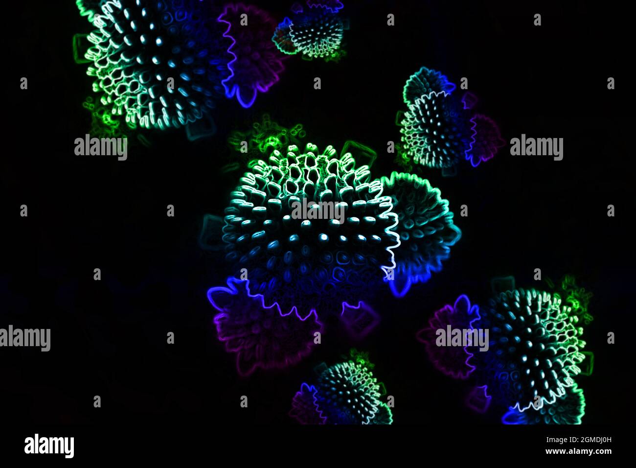 Abstract virus molecule background illustration. Spiral DNA and ...