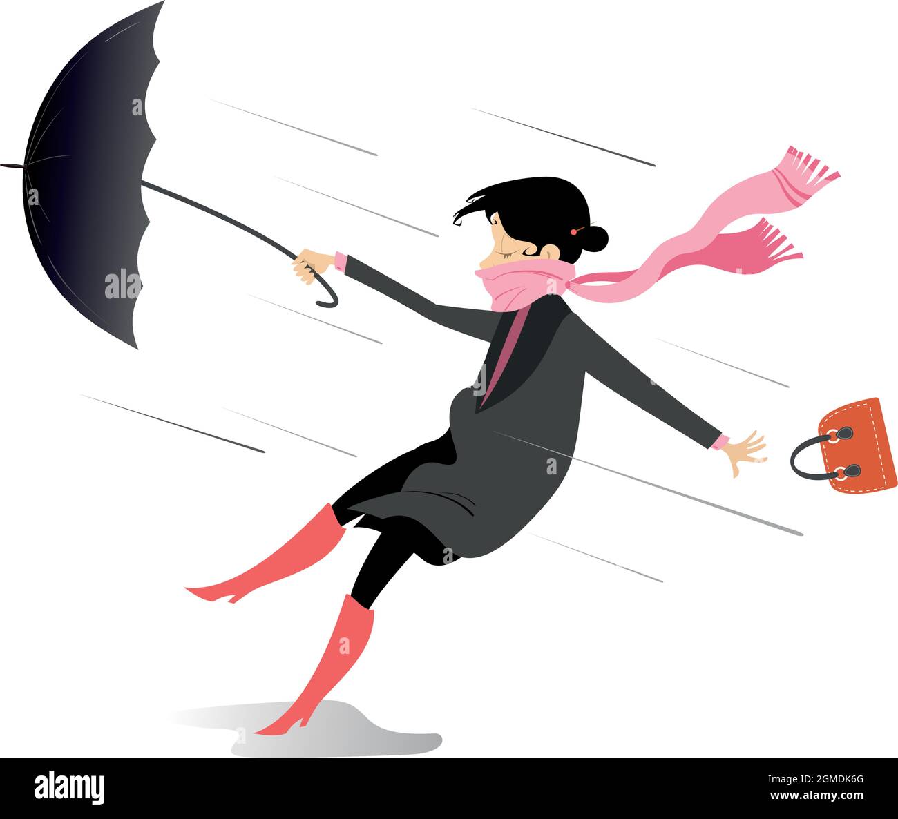 Girl walk windy day Cut Out Stock Images & Pictures Alamy