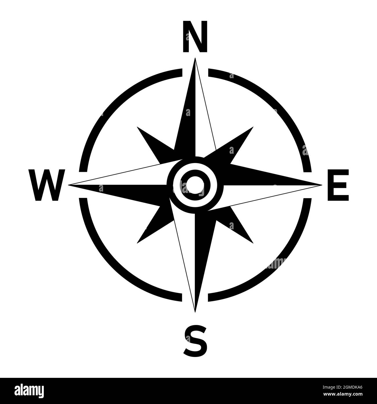 Vector compass icon. Rose with North, South, East and West indicated