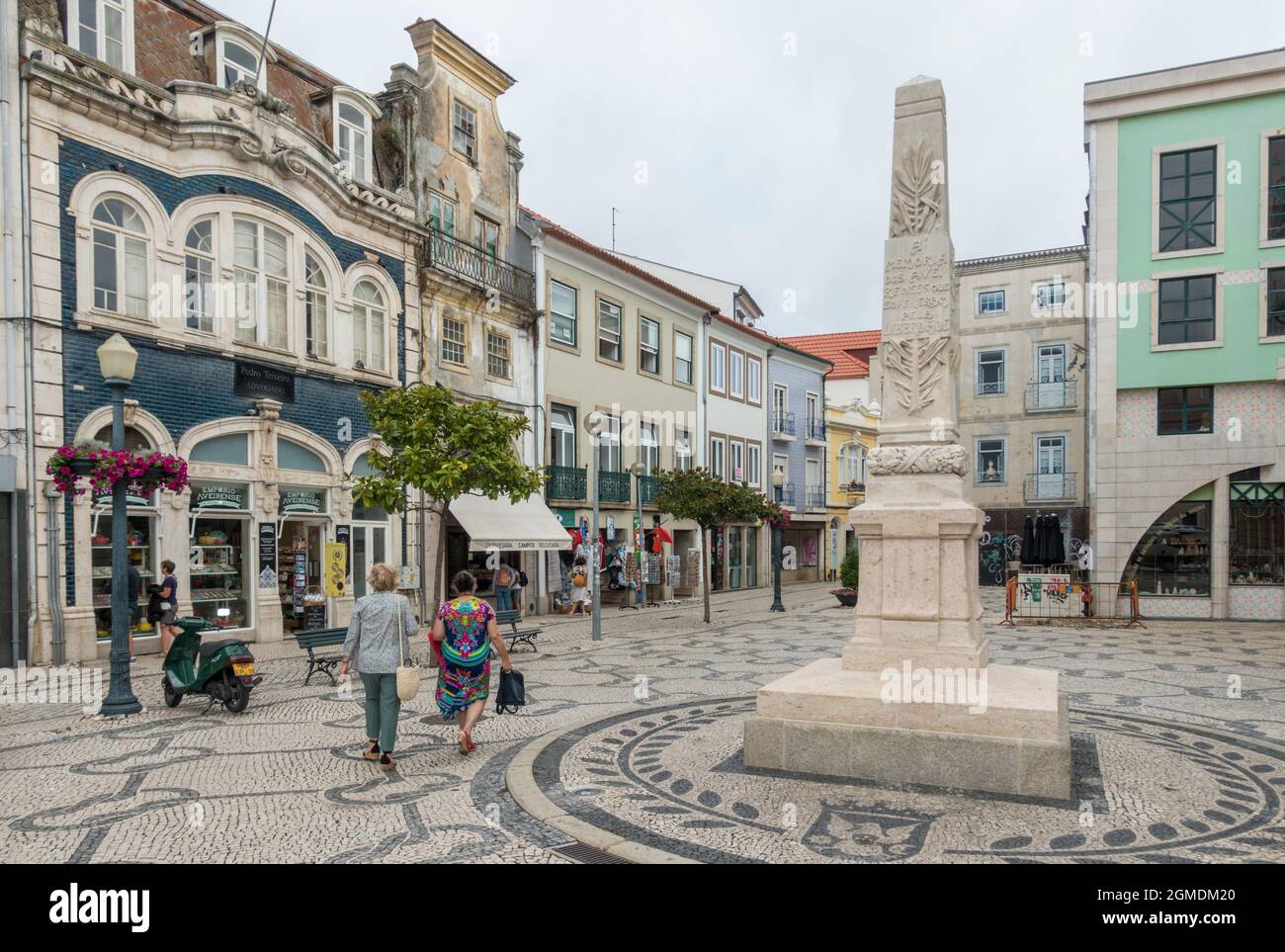 Aveiro city center small square, Portugal. Stock Photo