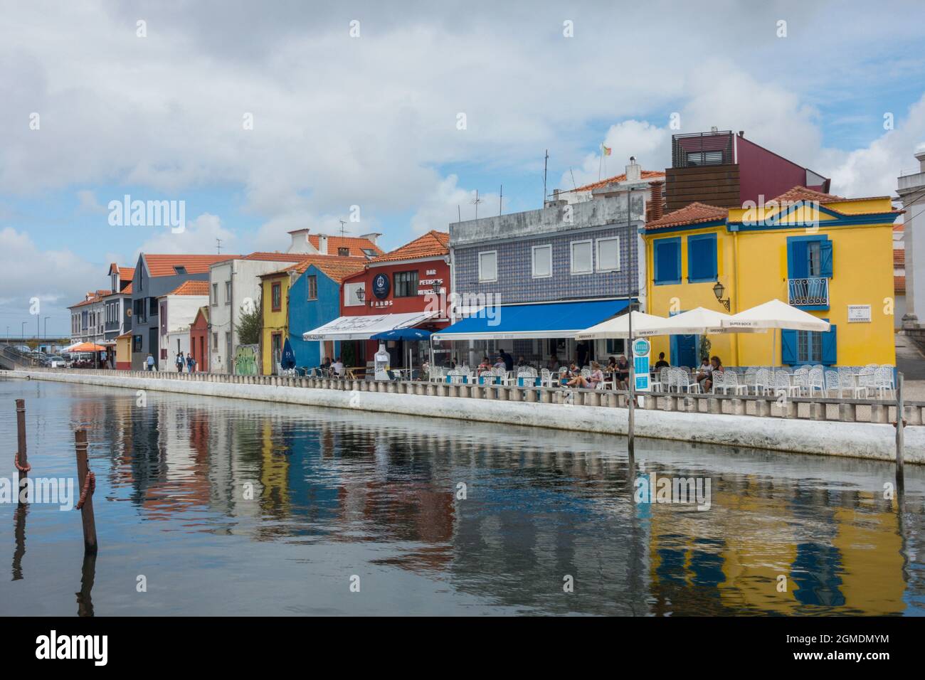 Aveiro, Portugal, Canals with colourful houses at Ria de Aveiro canals ...