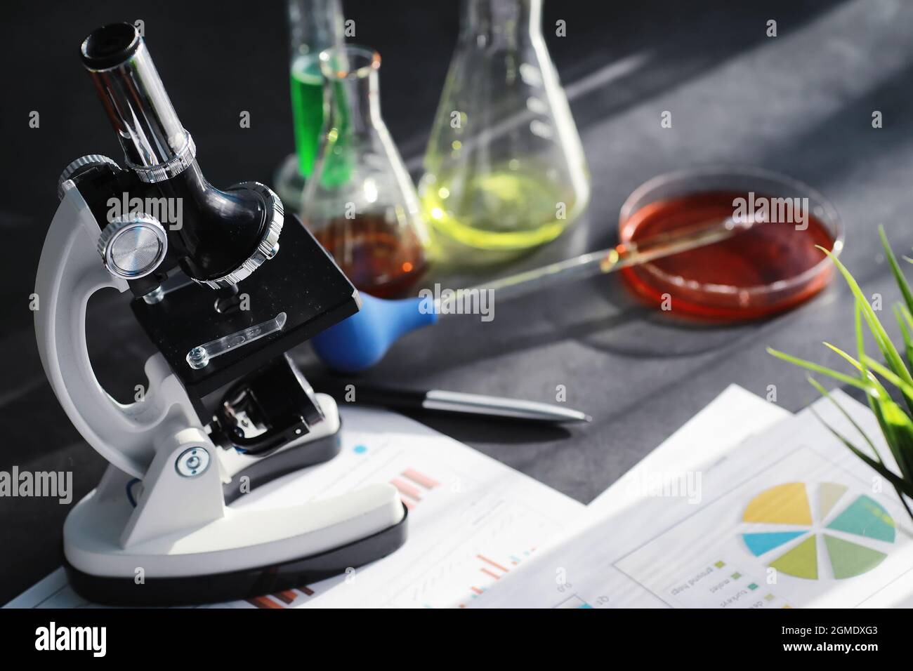 Drug Testing Microscope Laboratory research. Drug testing. Chemical experiments in the ...