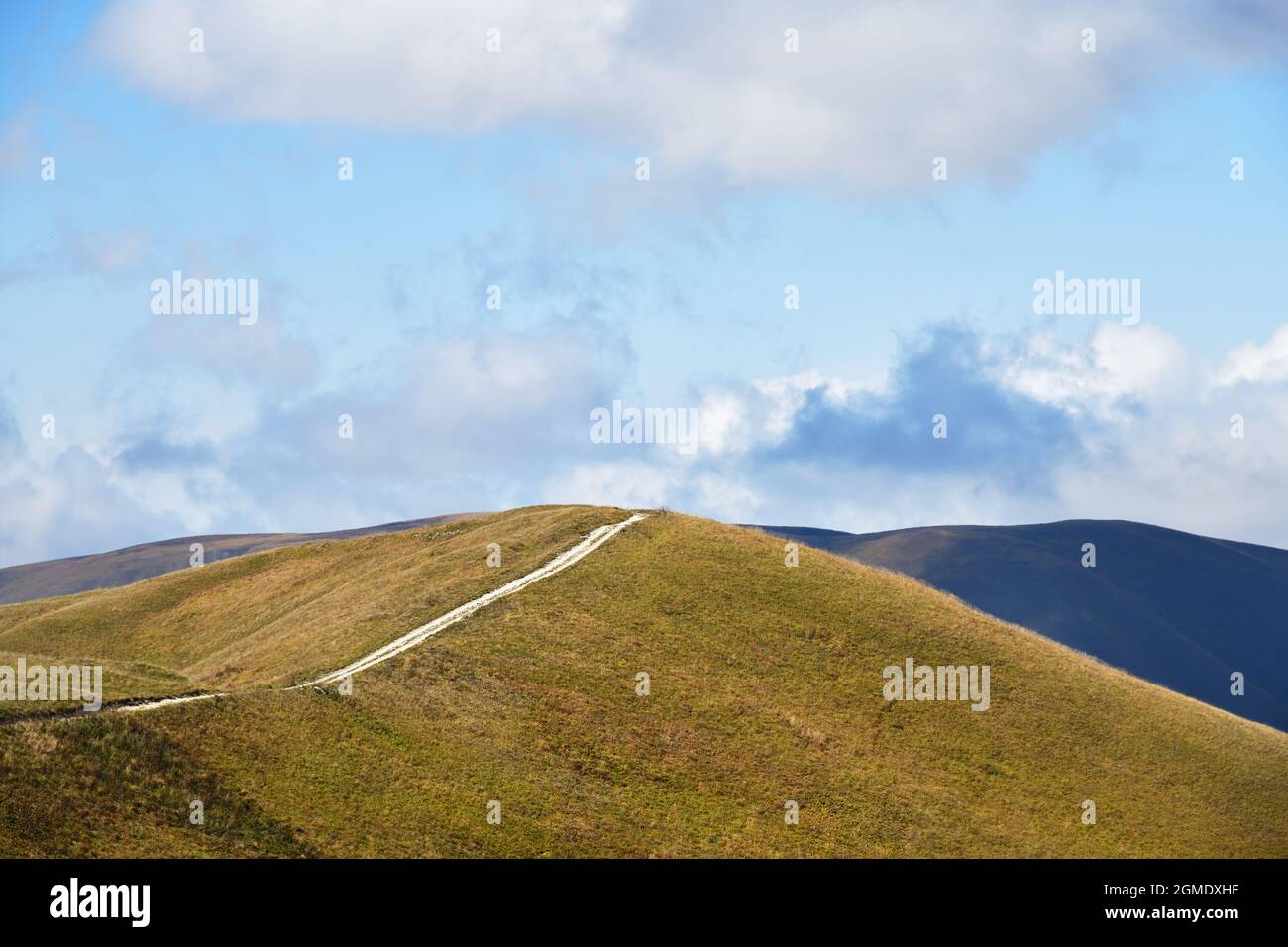 Caucasus alpine meadow and mountains landscape in Chechnya, Russia. Vedeno district of the Chechen Republic Stock Photo