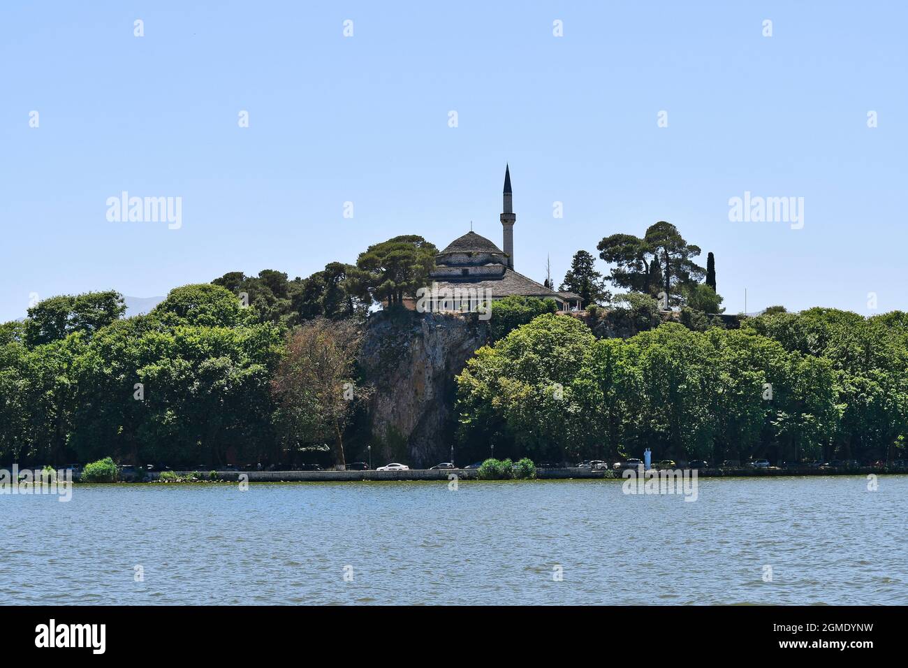 Greece, Ioannina, Ali Pasha mosque on hill on Lake Pamvotida aka Ioannina Lake, now used as museum Stock Photo