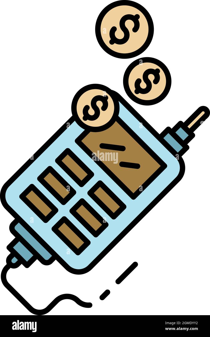 Cable payment terminal icon. Outline cable payment terminal vector icon color flat isolated Stock Vector