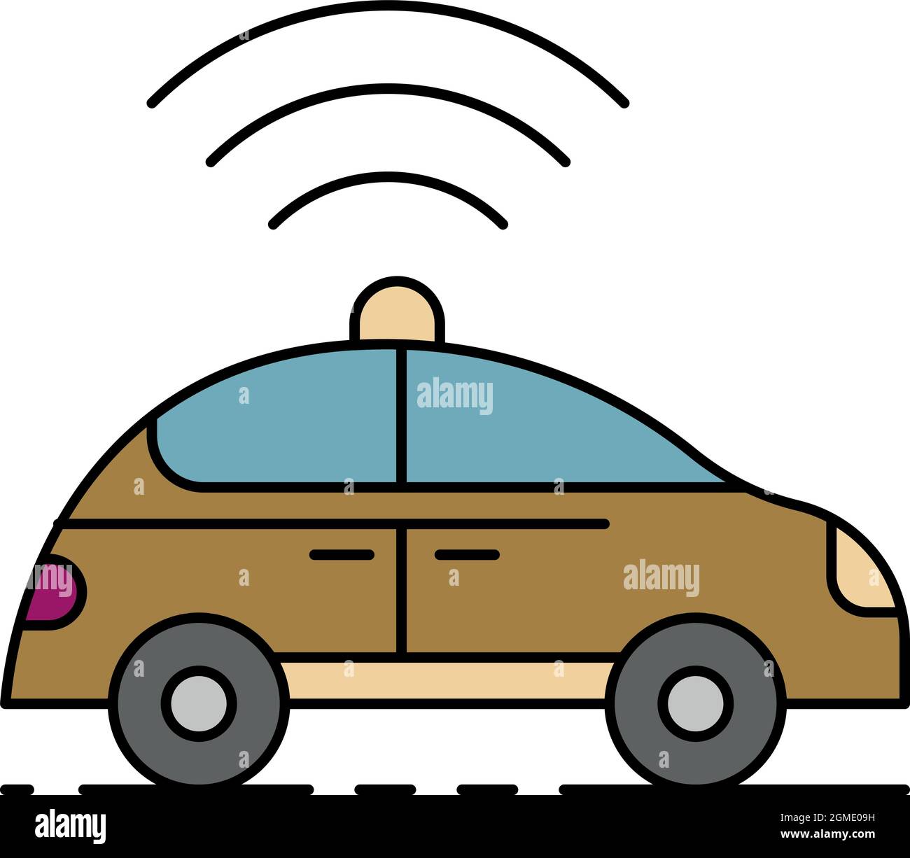 Self driving car icon. Outline self driving car vector icon color flat ...