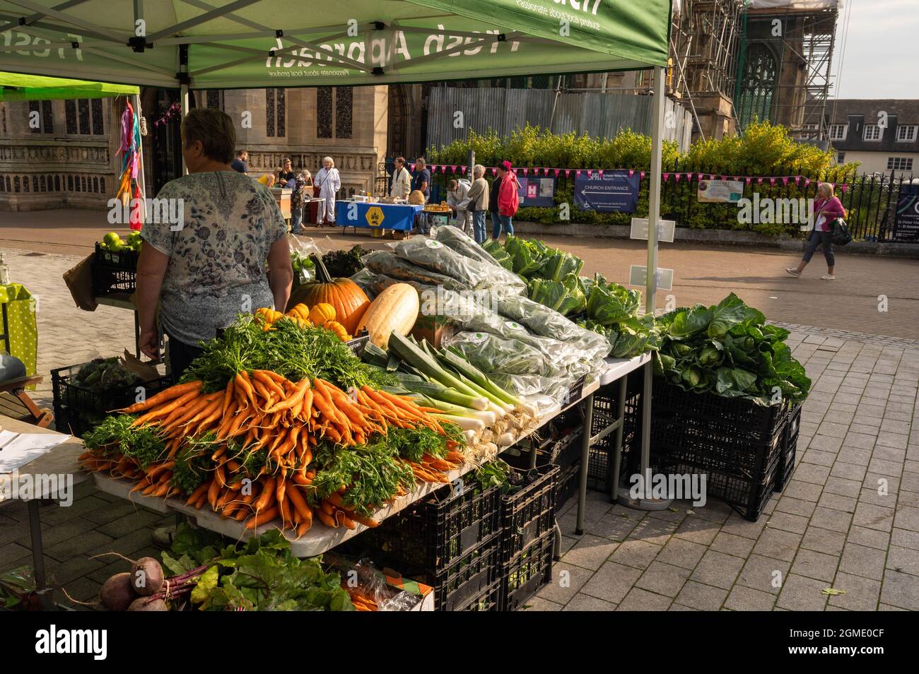 A view of the food stands at the Food Festival outside The Forum norwich city centre Norfolk England Stock Photo