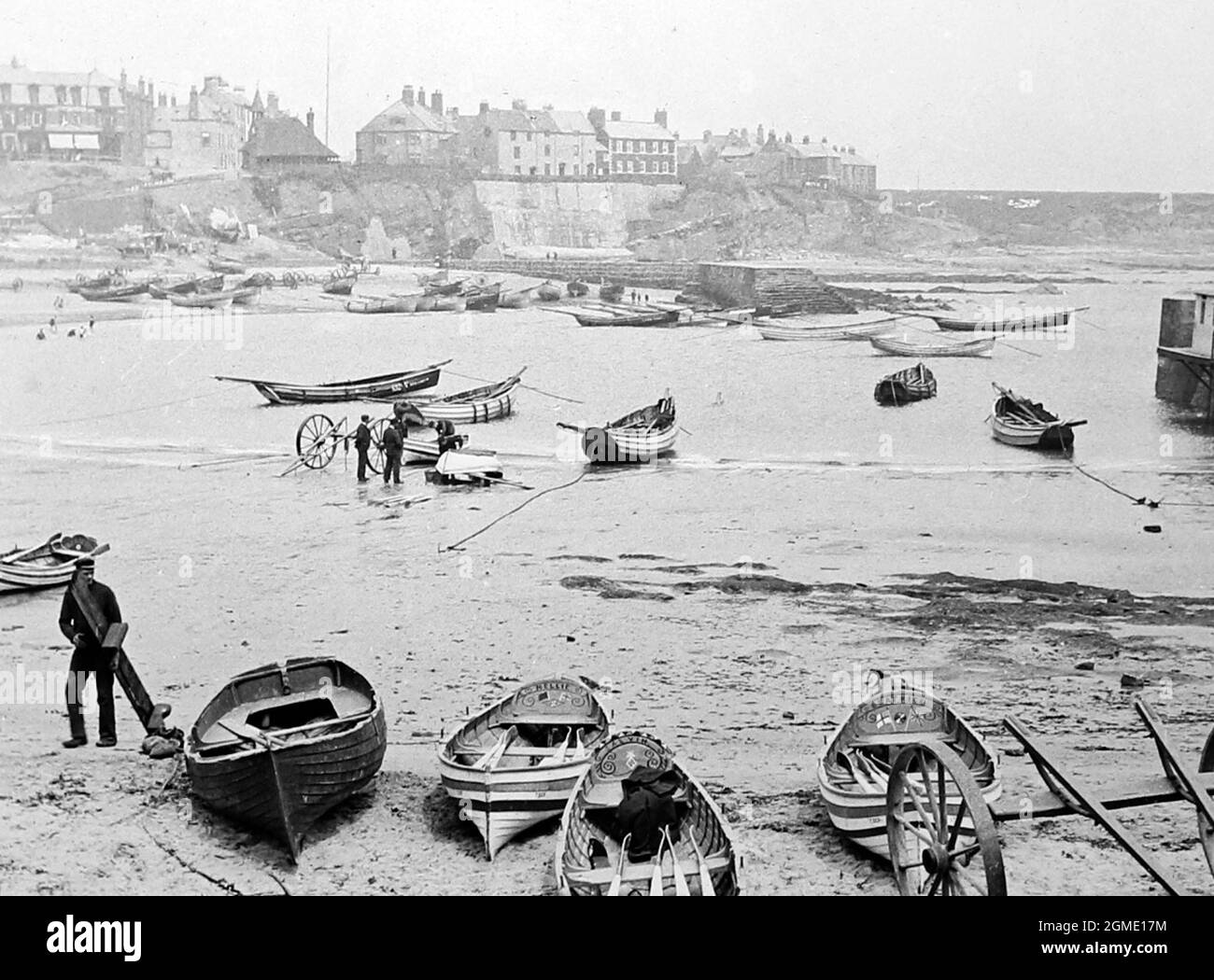 Cullercoats beach, Victorian period Stock Photo