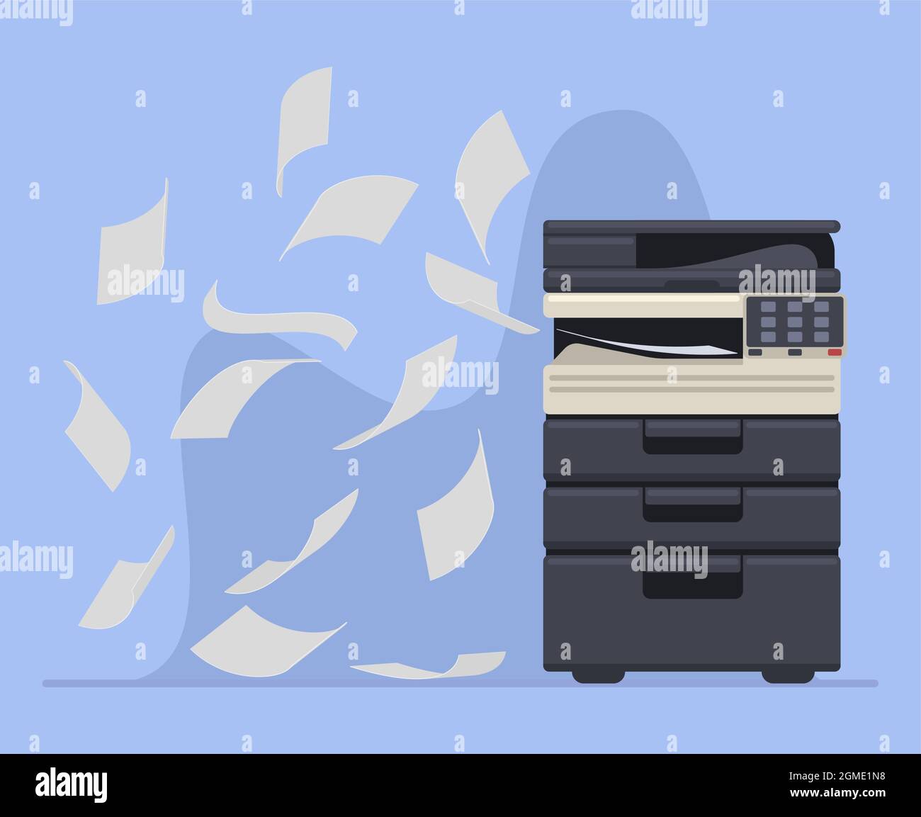 Office professional copier or printer printing documents. Printer