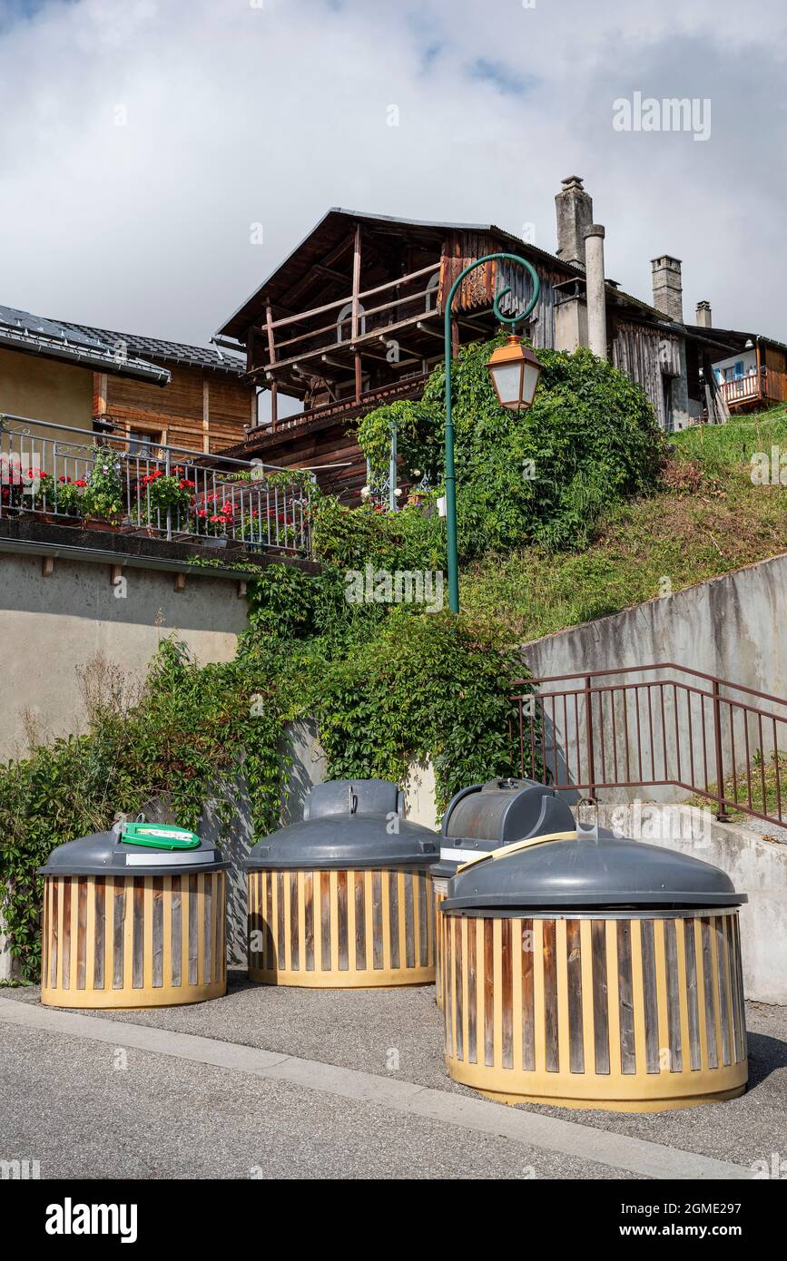 Selective sorting containers for household waste and rubbish Stock