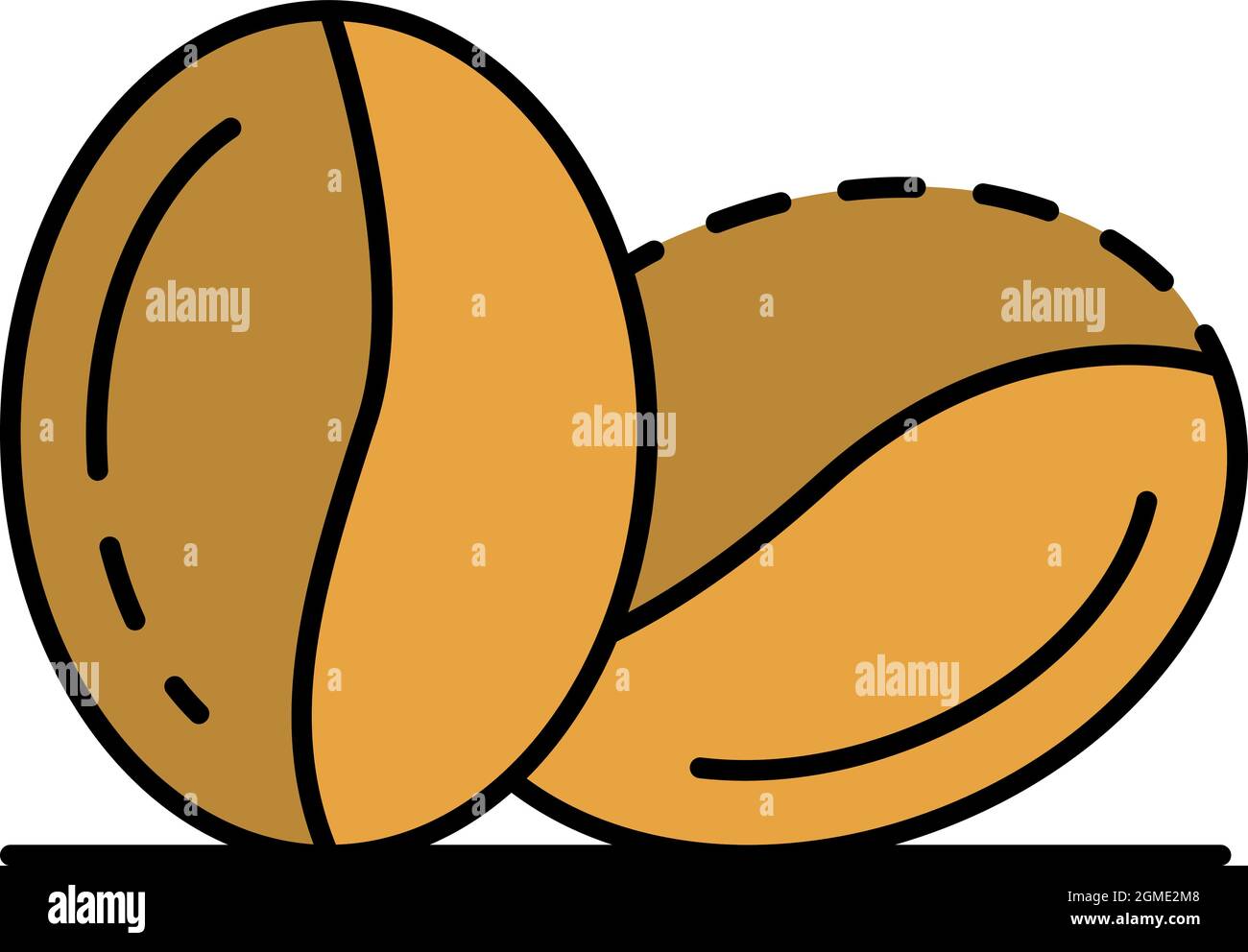 Coffee beans icon. Outline coffee beans vector icon color flat isolated ...