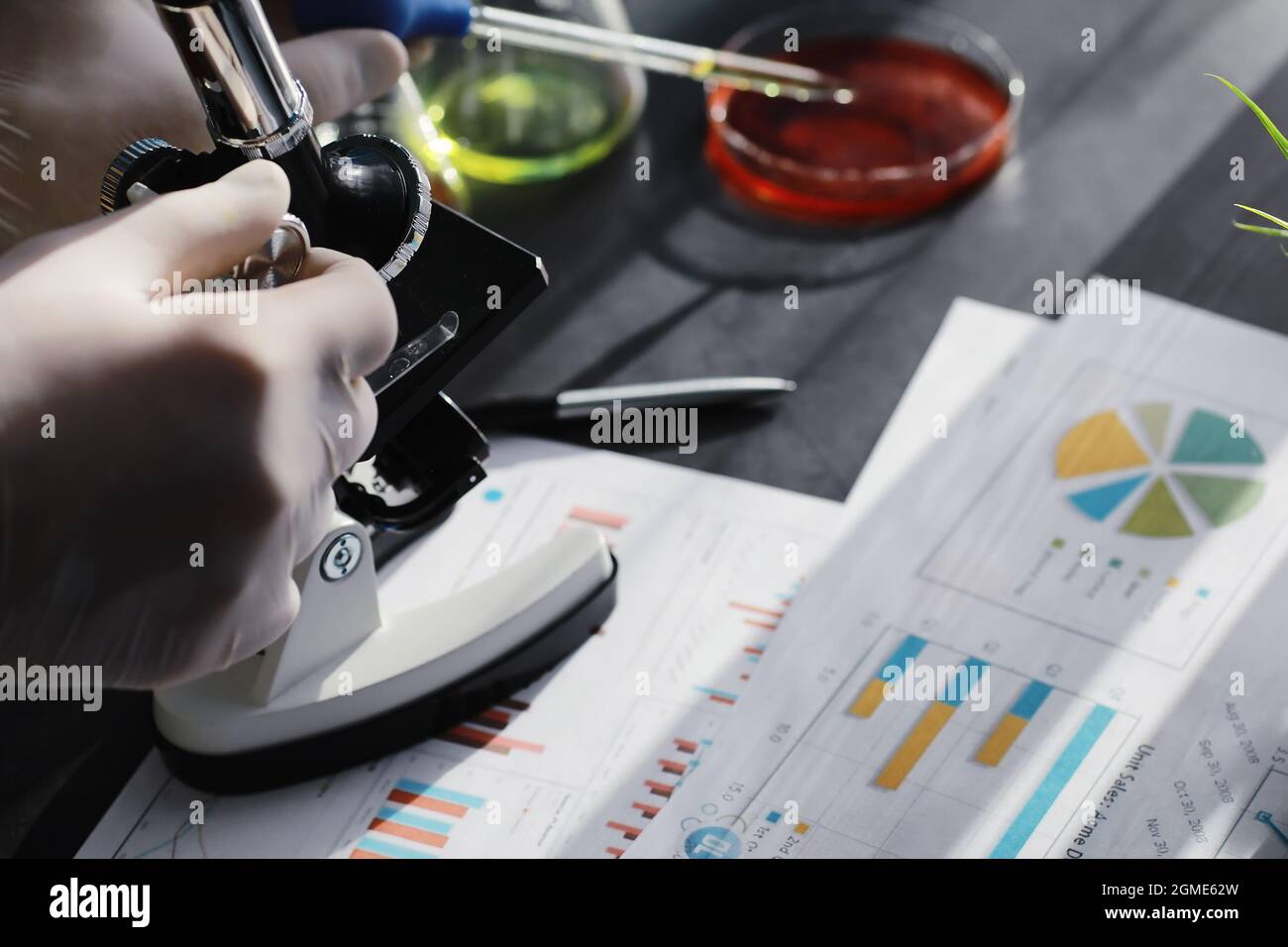 Drug Testing Microscope Laboratory research. Drug testing. Chemical experiments in the ...