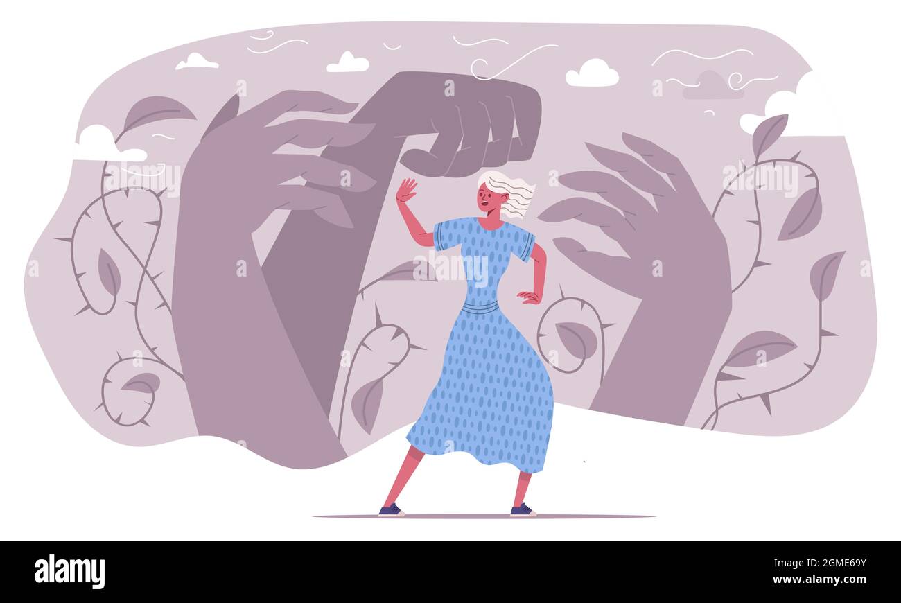 Panic attack, afraid scared frightened emotional person. Stressed ...