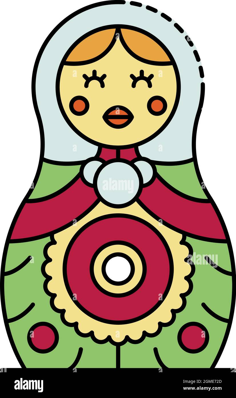 Nesting doll icon. Outline nesting doll vector icon color flat isolated