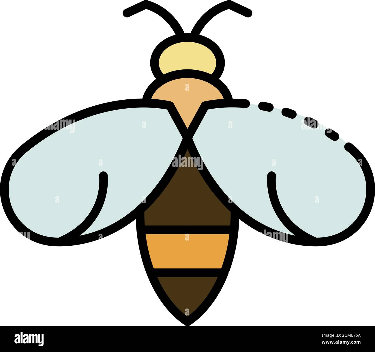 Flying wasp icon. Outline flying wasp vector icon color flat isolated Stock Vector