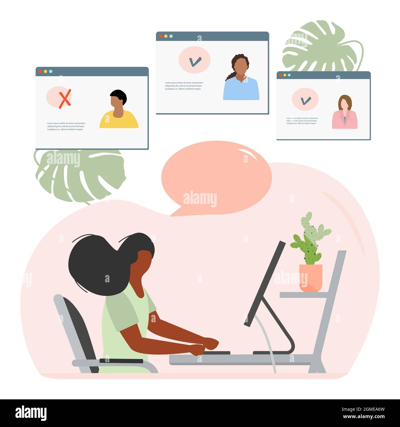 Vector illustration People choosing candidate for job using 