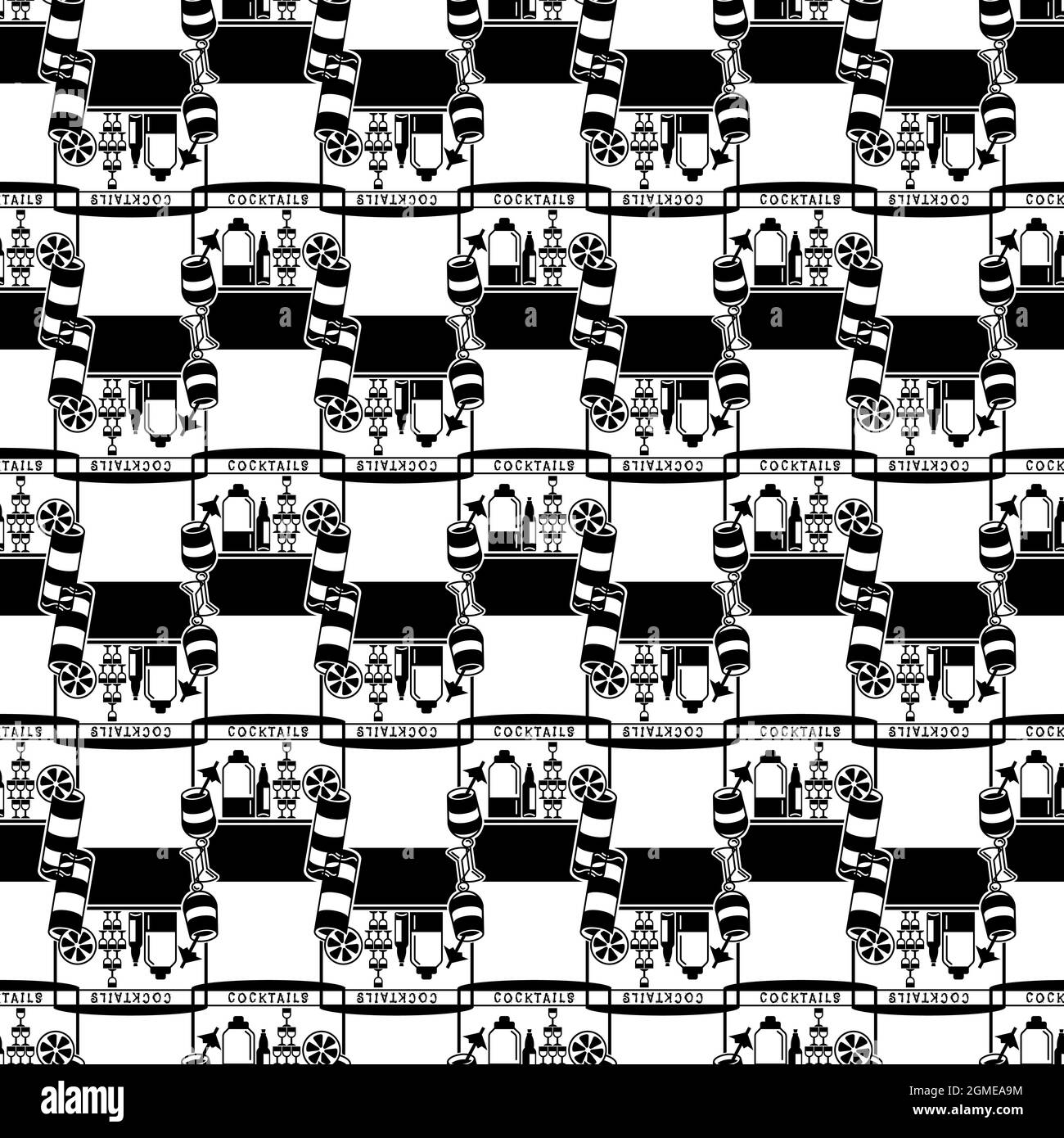 Cocktail kiosk pattern seamless background texture repeat wallpaper geometric vector Stock Vector