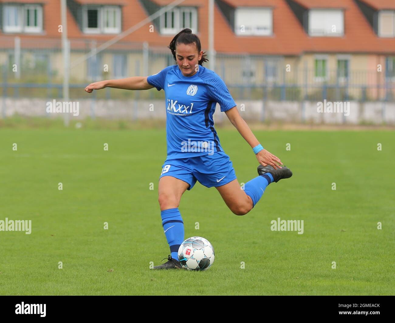 German-Greek Soccer Player Athanasia Moraitou SV Meppen DFB-Pokal Women Season 2021-22 1st Round Magdeburg FFC Vs. SV Meppen In The Heinrich Germer St Stock Photo