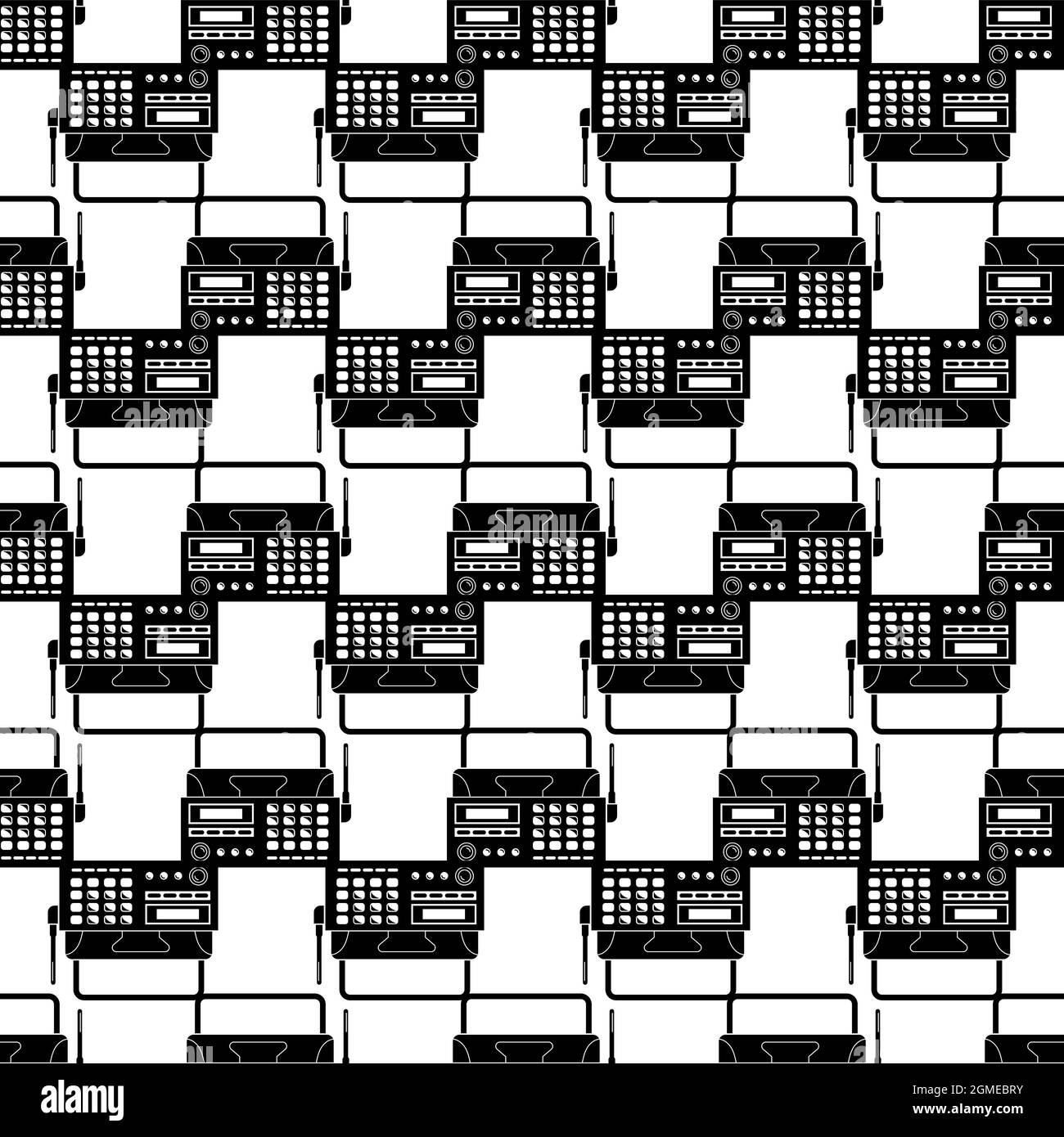 Radio telephone fax pattern seamless background texture repeat wallpaper geometric vector Stock Vector