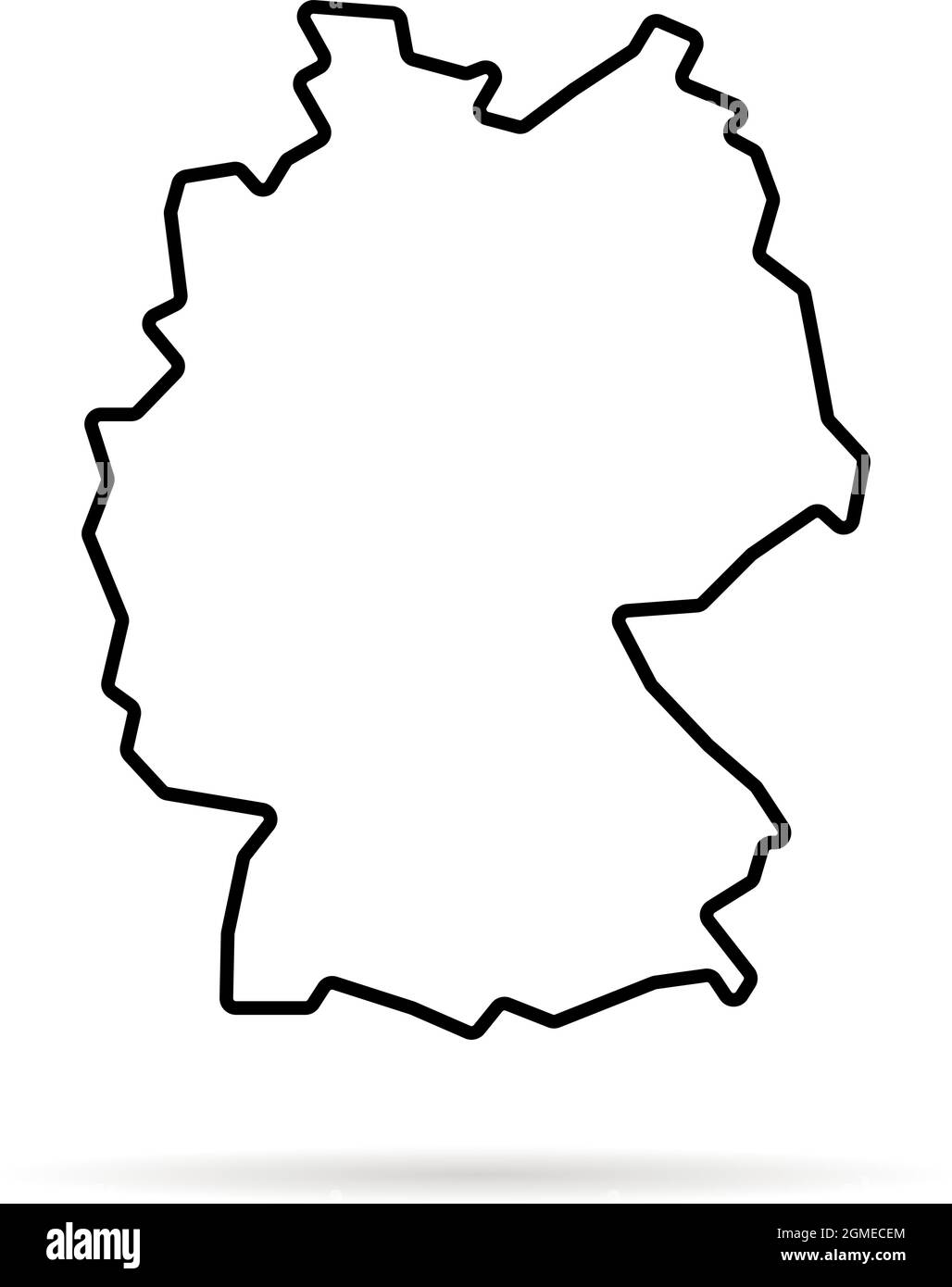 black thin line germany map with shadow Stock Vector
