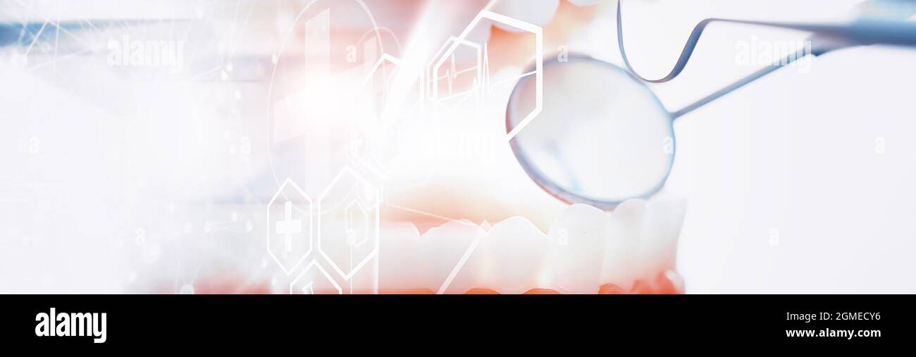 Dentist's office. Dentist examines the oral cavity treatment. The