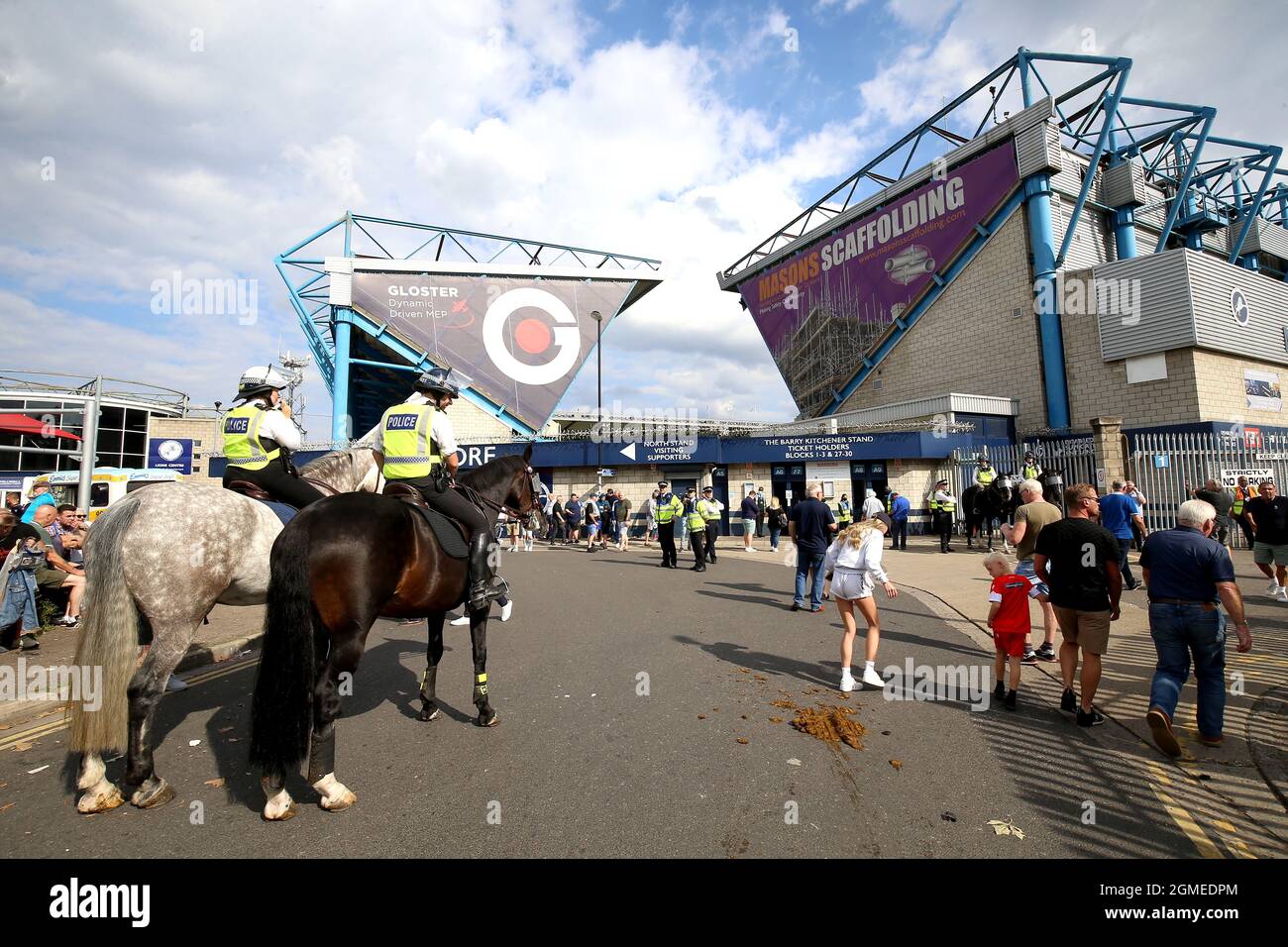 Mounted police patrol outside the stadium ahead of the Sky Bet ...