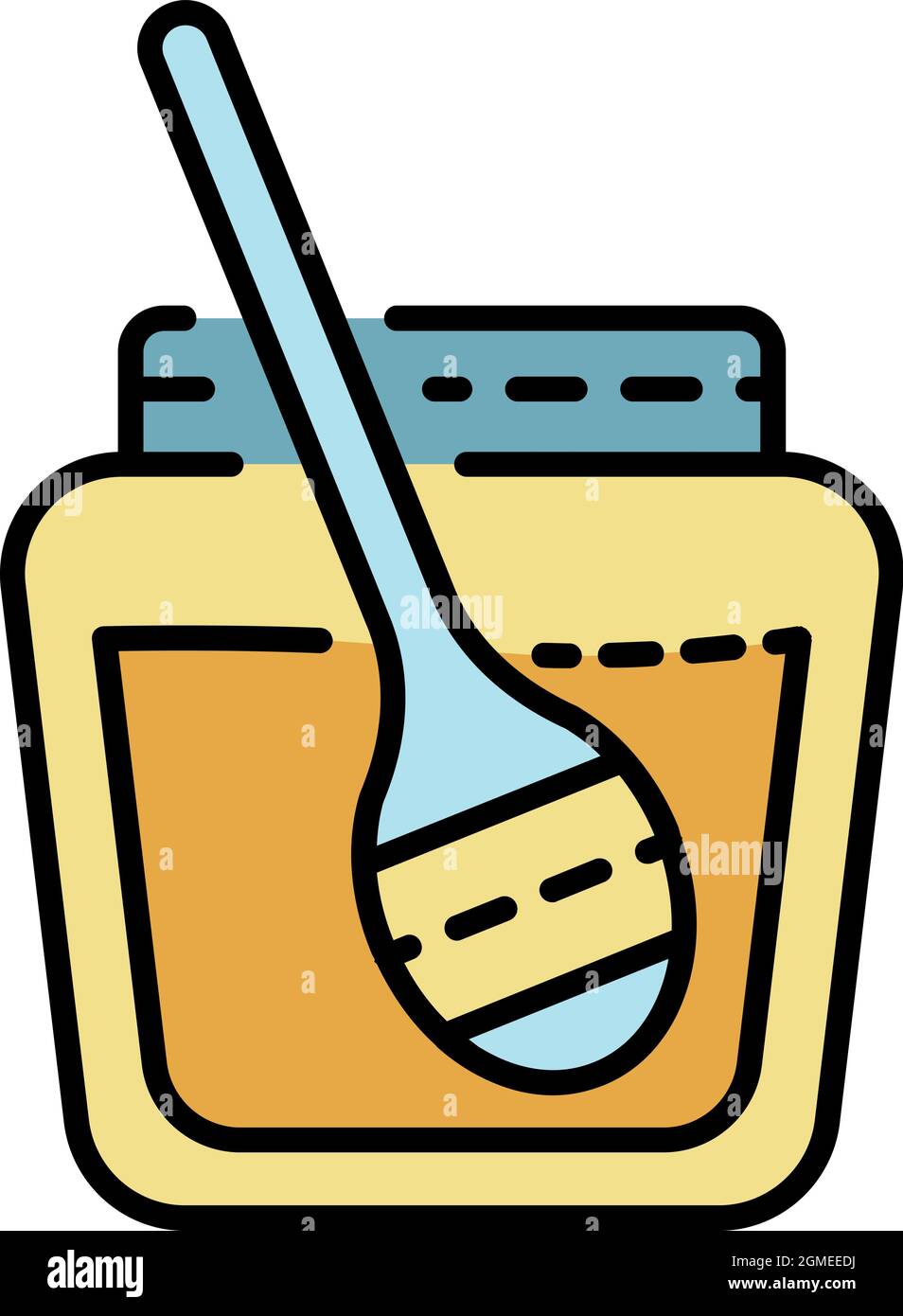 Honey jar icon. Outline honey jar vector icon color flat isolated Stock