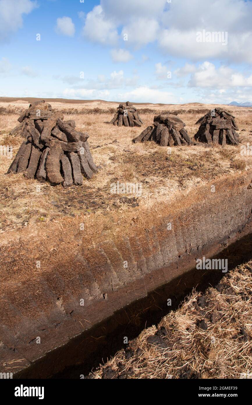 Peat cutting, Islay, Scotland, UK Stock Photo