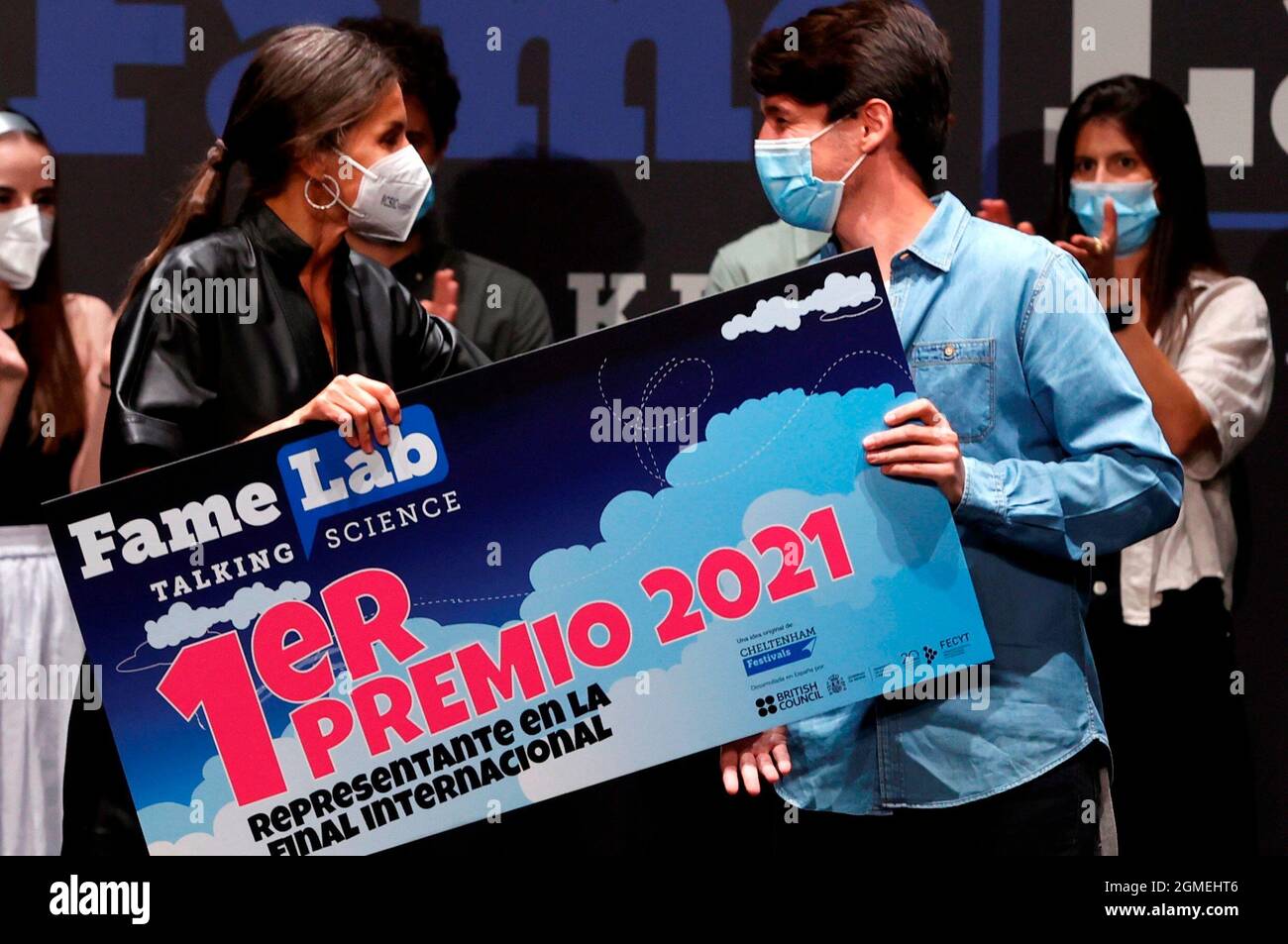 17-09-2021 Queen Letizia with Jesus Victorino Santos attend the Famelab ...