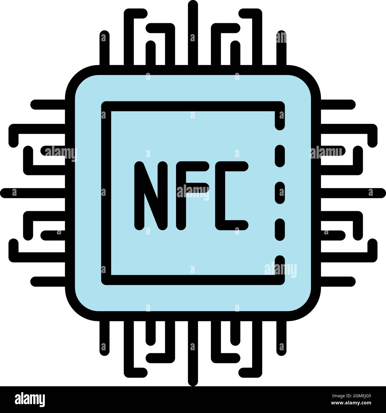 Nfc processor icon. Outline nfc processor vector icon color flat isolated Stock Vector