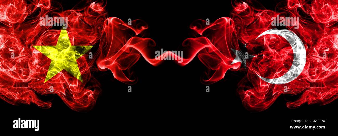 Vietnam, Vietnamese vs Turkey, Turkish, Turk smoke flags side by side