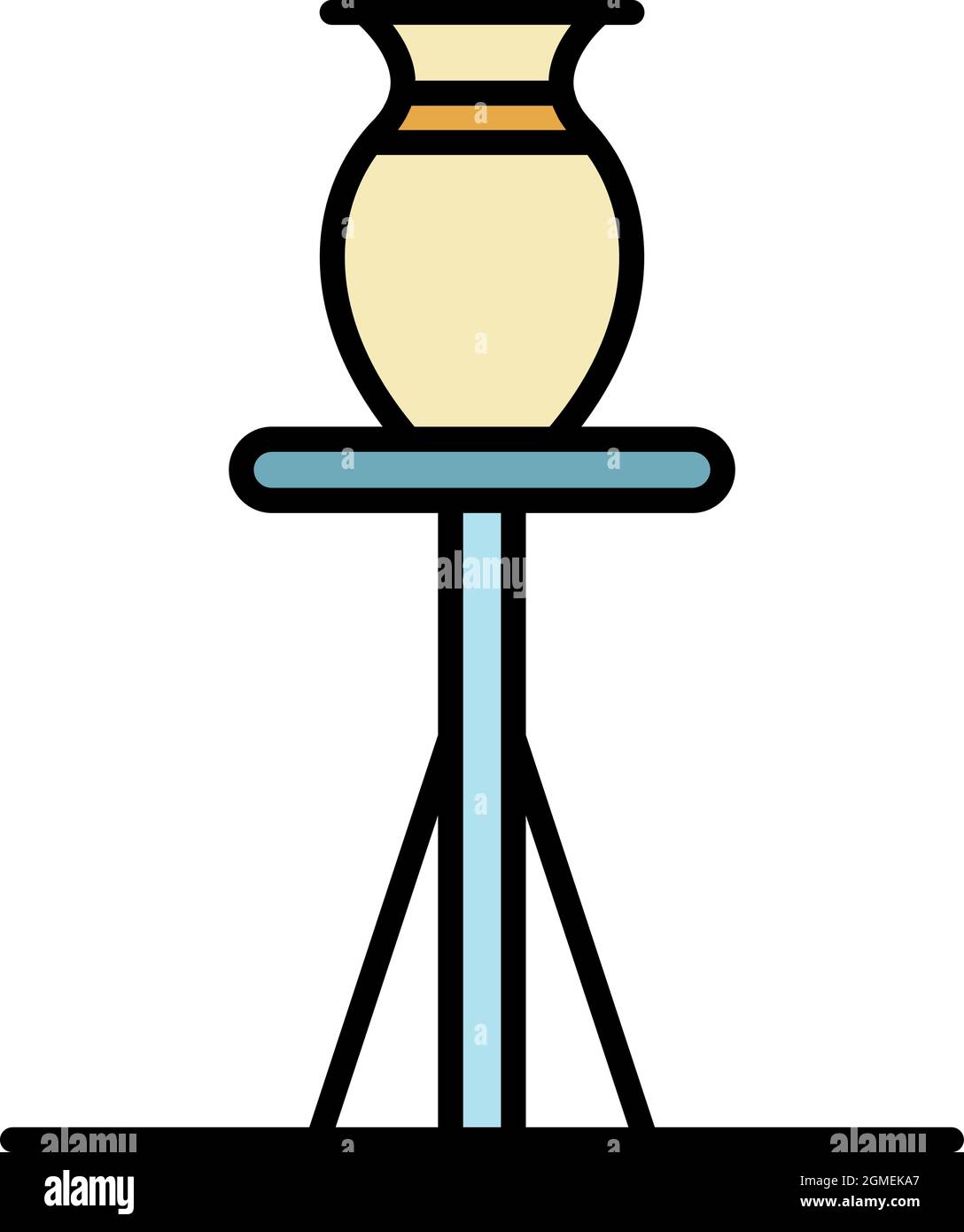 Jug on potter stand icon. Outline jug on potter stand vector icon color flat isolated Stock Vector