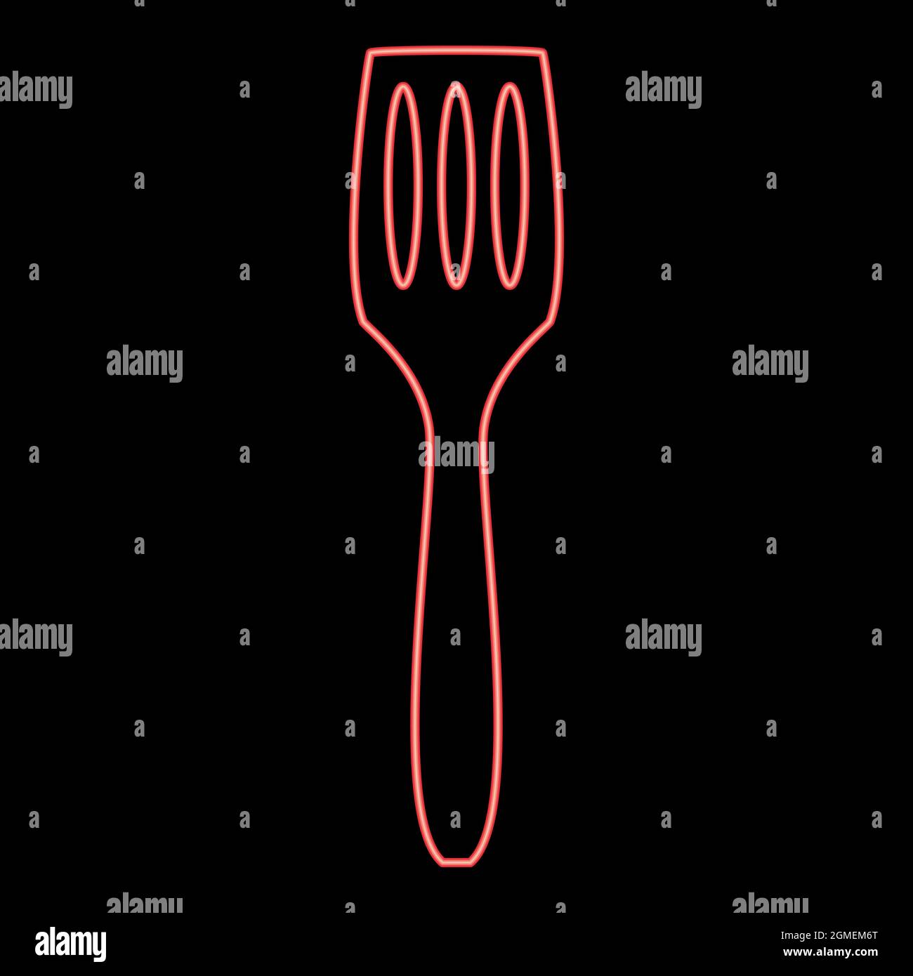 Neon kitchen spatula red color vector illustration flat style light image Stock Vector