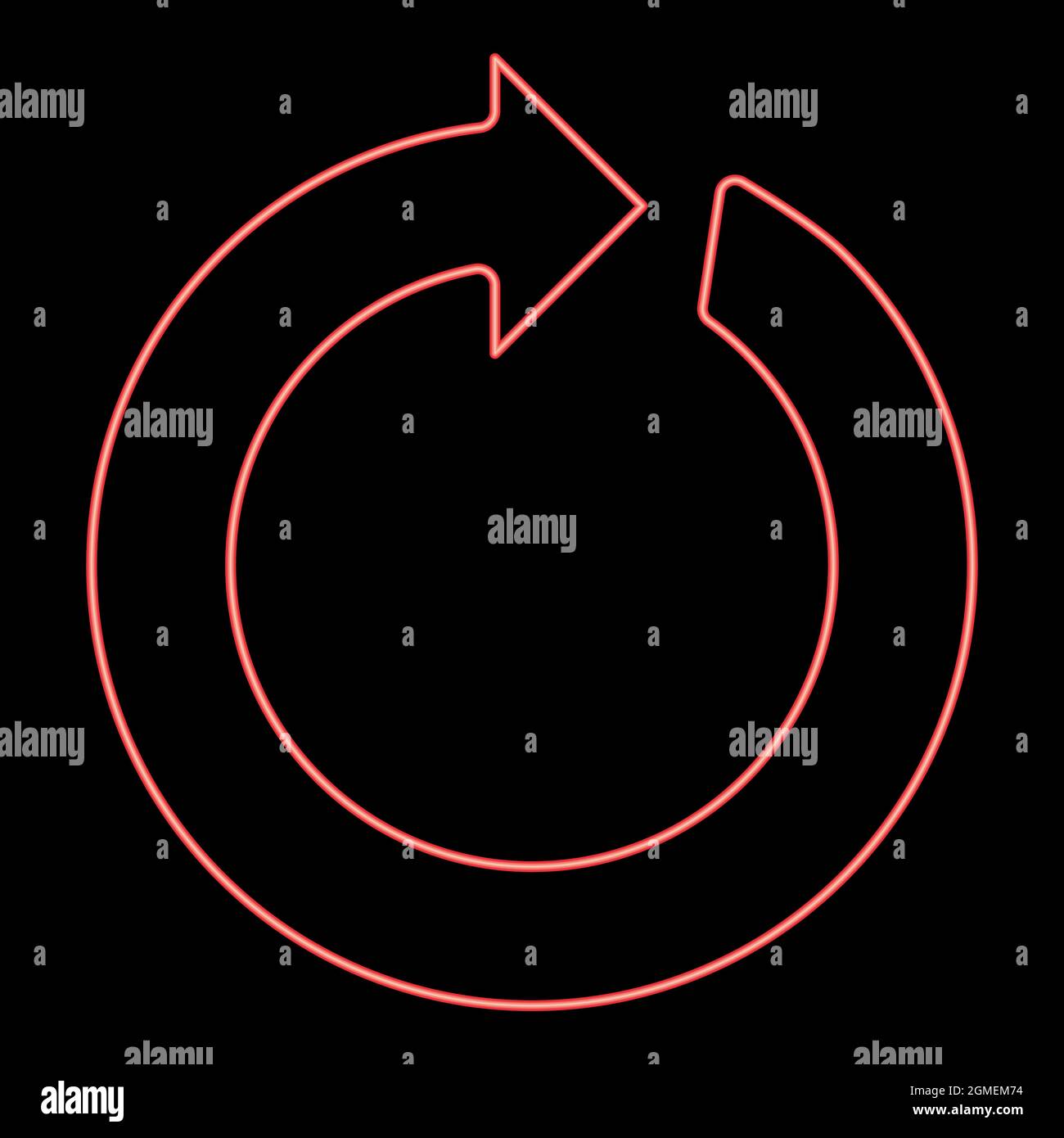 Neon circle arrow red color vector illustration flat style light image Stock Vector